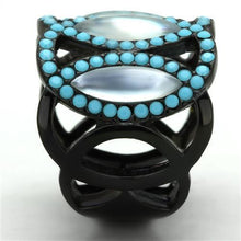 TK1421 - Stainless Steel Ring IP Black(Ion Plating) Women Precious Stone White