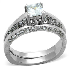 TK1435 - Stainless Steel Ring High polished (no plating) Women AAA Grade CZ Clear
