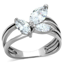 TK1445 - Stainless Steel Ring High polished (no plating) Women AAA Grade CZ Clear