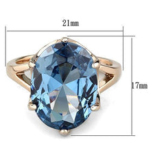 TK1484 - Stainless Steel Ring IP Rose Gold(Ion Plating) Women Synthetic London Blue