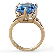 TK1484 - Stainless Steel Ring IP Rose Gold(Ion Plating) Women Synthetic London Blue