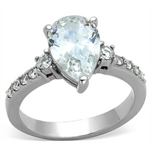 TK1493 - Stainless Steel Ring High polished (no plating) Women AAA Grade CZ Clear