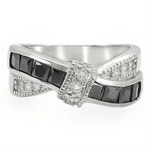 TK1494 - Stainless Steel Ring High polished (no plating) Women AAA Grade CZ Jet