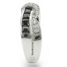 TK1494 - Stainless Steel Ring High polished (no plating) Women AAA Grade CZ Jet