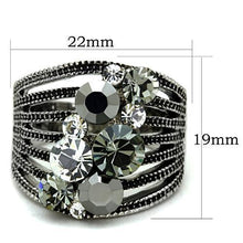 TK1521 - Stainless Steel Ring High polished (no plating) Women Top Grade Crystal Black Diamond