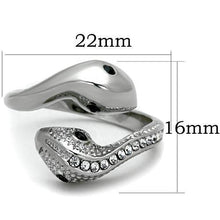 TK1532 - Stainless Steel Ring High polished (no plating) Women Top Grade Crystal Jet
