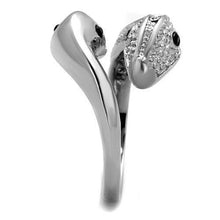 TK1532 - Stainless Steel Ring High polished (no plating) Women Top Grade Crystal Jet