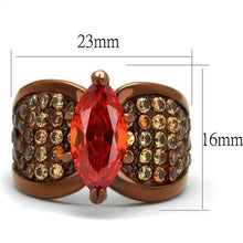 TK1548LC - Stainless Steel Ring IP Coffee light Women AAA Grade CZ Orange