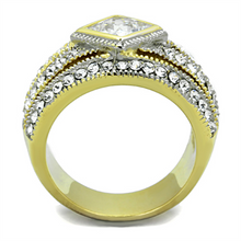 TK1551 - Stainless Steel Ring Two-Tone IP Gold (Ion Plating) Women AAA Grade CZ Clear