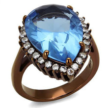 TK1564LC - Stainless Steel Ring IP Coffee light Women Top Grade Crystal Light Sapphire