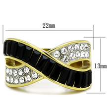 TK1577 - Stainless Steel Ring Two-Tone IP Gold (Ion Plating) Women Top Grade Crystal Jet