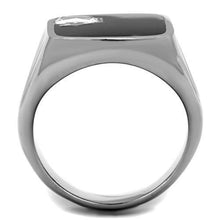 TK1598 - Stainless Steel Ring High polished (no plating) Men AAA Grade CZ Clear