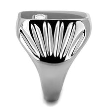 TK1598 - Stainless Steel Ring High polished (no plating) Men AAA Grade CZ Clear