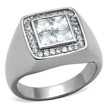 TK1608 - Stainless Steel Ring High polished (no plating) Men AAA Grade CZ Clear