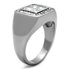 TK1608 - Stainless Steel Ring High polished (no plating) Men AAA Grade CZ Clear