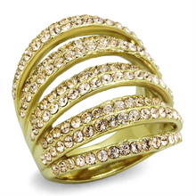 TK1637 - Stainless Steel Ring IP Gold(Ion Plating) Women Top Grade Crystal Light Peach
