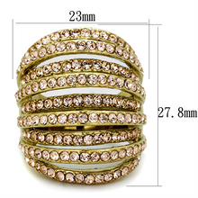 TK1637 - Stainless Steel Ring IP Gold(Ion Plating) Women Top Grade Crystal Light Peach