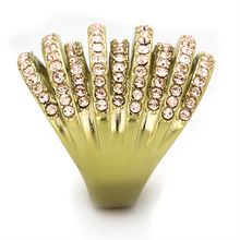 TK1637 - Stainless Steel Ring IP Gold(Ion Plating) Women Top Grade Crystal Light Peach