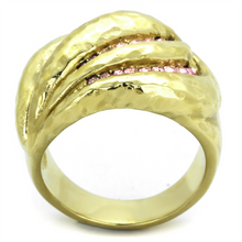 TK1638 - Stainless Steel Ring IP Gold(Ion Plating) Women Top Grade Crystal Light Rose