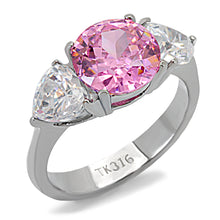 TK164 - Stainless Steel Ring High polished (no plating) Women AAA Grade CZ Rose