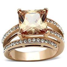 TK1665 - Stainless Steel Ring IP Rose Gold(Ion Plating) Women AAA Grade CZ Champagne