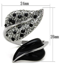 TK1678 - Stainless Steel Ring High polished (no plating) Women Top Grade Crystal Jet
