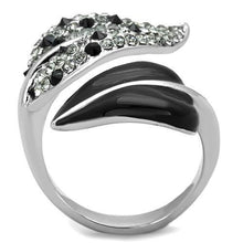 TK1678 - Stainless Steel Ring High polished (no plating) Women Top Grade Crystal Jet