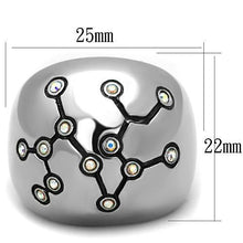 TK1685 - Stainless Steel Ring High polished (no plating) Women Top Grade Crystal White AB