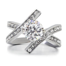 TK169 - Stainless Steel Ring High polished (no plating) Women AAA Grade CZ Clear