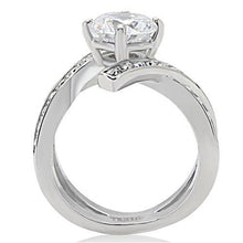 TK169 - Stainless Steel Ring High polished (no plating) Women AAA Grade CZ Clear