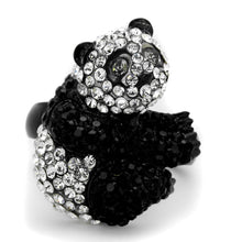 TK1735 - Stainless Steel Ring Two-Tone IP Black Women Top Grade Crystal Black Diamond