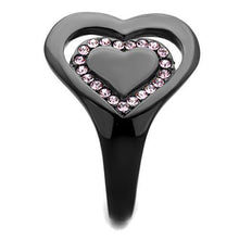 TK1737 - Stainless Steel Ring IP Black(Ion Plating) Women Top Grade Crystal Light Rose
