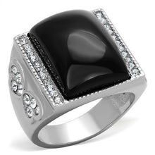 TK1767 - Stainless Steel Ring High polished (no plating) Women Synthetic Jet