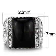 TK1767 - Stainless Steel Ring High polished (no plating) Women Synthetic Jet