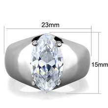 TK1774 - Stainless Steel Ring High polished (no plating) Women AAA Grade CZ Clear