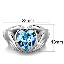 TK1775 - Stainless Steel Ring High polished (no plating) Women Top Grade Crystal Sea Blue