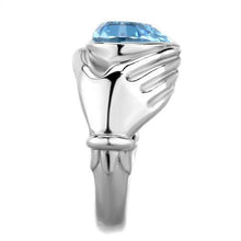 TK1775 - Stainless Steel Ring High polished (no plating) Women Top Grade Crystal Sea Blue