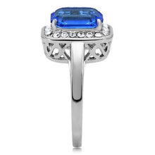 TK178 - High polished (no plating) Stainless Steel Ring with Top Grade Crystal  in Sapphire