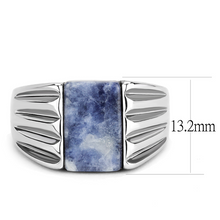 TK1799 - Stainless Steel Ring High polished (no plating) Men Semi-Precious Capri Blue