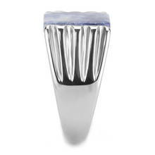 TK1799 - Stainless Steel Ring High polished (no plating) Men Semi-Precious Capri Blue