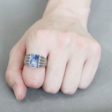 TK1799 - Stainless Steel Ring High polished (no plating) Men Semi-Precious Capri Blue