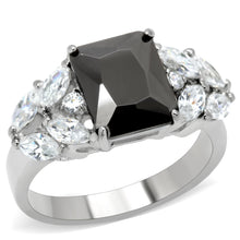TK182 - Stainless Steel Ring High polished (no plating) Women AAA Grade CZ Jet