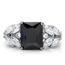 TK182 - Stainless Steel Ring High polished (no plating) Women AAA Grade CZ Jet