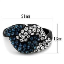 TK1833 - Stainless Steel Ring IP Black(Ion Plating) Women Top Grade Crystal Montana