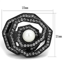 TK1861 - Stainless Steel Ring IP Black(Ion Plating) Women Synthetic White