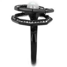 TK1861 - Stainless Steel Ring IP Black(Ion Plating) Women Synthetic White
