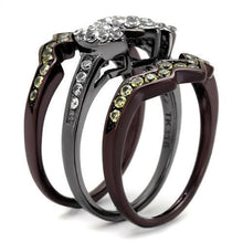 TK1869LJ - Stainless Steel Ring IP Light Black (IP Gun) & IP Dark Brown (IP coffee) Women AAA Grade CZ Clear