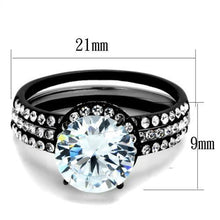 TK1870 - Stainless Steel Ring Two-Tone IP Black (Ion Plating) Women AAA Grade CZ Clear