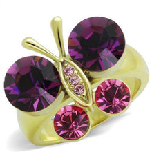 TK1889 - Stainless Steel Ring IP Gold(Ion Plating) Women Top Grade Crystal Amethyst