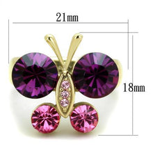 TK1889 - Stainless Steel Ring IP Gold(Ion Plating) Women Top Grade Crystal Amethyst
